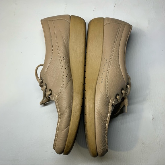 SAS Siesta Tan Beige Lace Up Moc Toe Flats Loafers Women’s Size 9.5 N - Picture 8 of 15